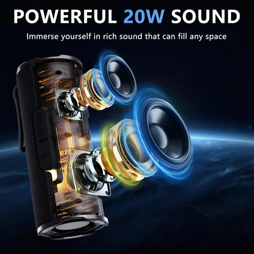 Miniatura 6 de COOPERS Altavoz Bluetooth portátil, altavoz Bluetooth inalámbrico, altavoces impermeables IPX5 con luces RGB, graves profundos de sonido estéreo