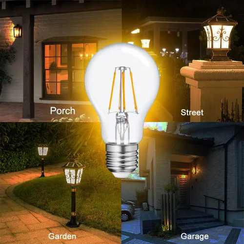 Miniatura 7 de FAGUANGAO Bombillas LED A19 del anochecer al amanecer para exteriores, equivalente a 6 W 60 W, 2700 K blanco cálido, 650 lúmenes, bombilla