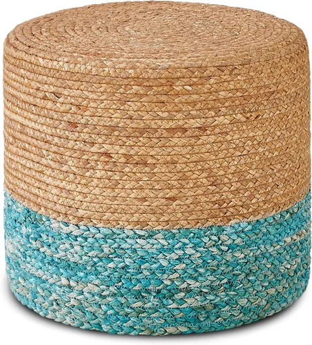 Miniatura 13 de Wimarsbon Puf Otomano de 18'', Puf Trenzado Natural, Puf de Salón Rústico Tejido a Mano, Taburete Reposapiés Boho para Dormitorio, Mesa de Acento