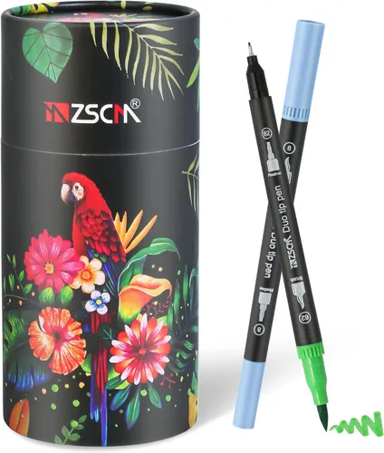 ZSCM - Marcadores de 48 colores para adultos, libros de colorear sin sangrado, bolígrafos artísticos de doble punta, marcador de colorear fino y
