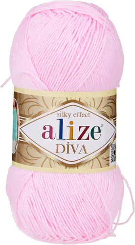 Miniatura 6 de Alize Diva Silk Effect 100% hilo acrílico de microfibra, 1 madejas de bola de 3.53 oz 383yds color (1 - crema)