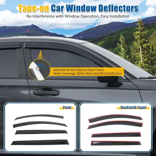 Miniatura 2 de FREEMOTOR802 Deflectores de ventana con cinta para Chevrolet Equinox EV 2024-2026, protectores de lluvia, viseras de ventana lateral, deflectores