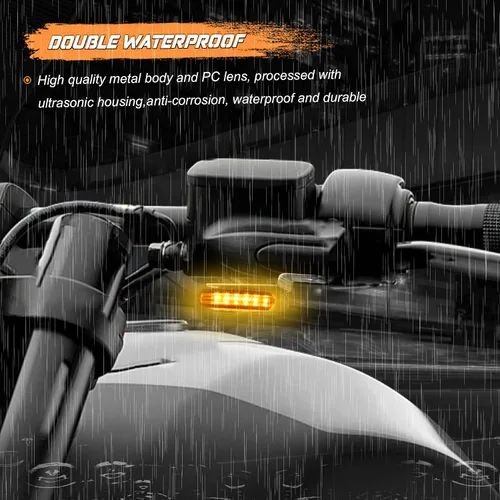 Miniatura 4 de NTHREEAUTO Señales de giro secuenciales de manubrio delanteras, intermitentes LED de flujo para motocicleta, mini luz de marcha compatible