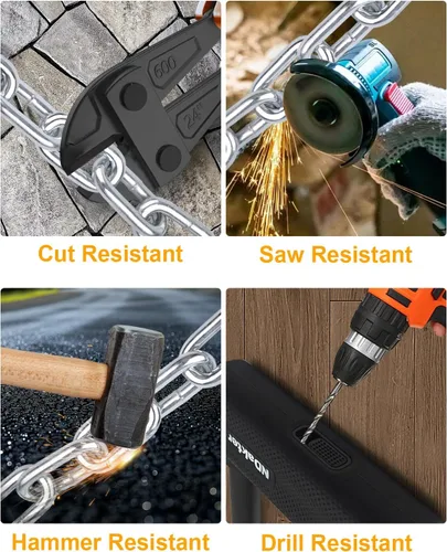 Miniatura 6 de NDakter Cerraduras de cadena para motocicleta, antirrobo resistente, grillete de 0.71 pulgadas, cadena de seguridad de 4 pies x 0.394 in de grosor