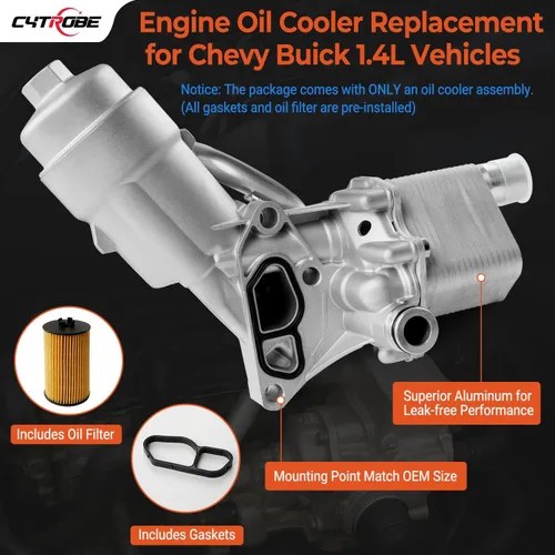 Miniatura 4 de Conjunto adaptador de carcasa del filtro del enfriador de aceite del motor con junta, inserto de filtro, tapa de aluminio compatible con Turbo 1.4L