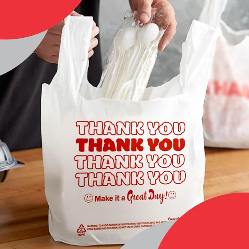 Miniatura 5 de Concession Essentials Bolsas de Camiseta Desechables y Reutilizables de Gracias - Paquete de 200