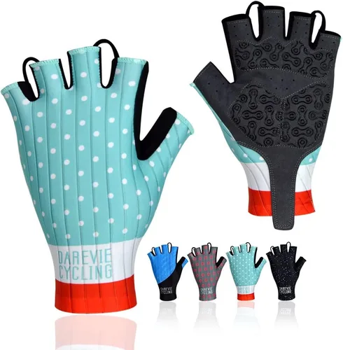 Darevie Guantes de ciclismo de alta velocidad, guantes de ciclismo de medio dedo, guantes de ciclismo absorbentes de impacto, transpirables,