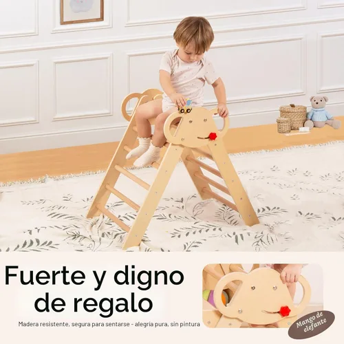 Miniatura 7 de wingyz Pikler - Juego de escalada triangular con cojín, plegable, 8 en 1, gimnasios de la jungla para niños pequeños de 1 a 3, parque infantil Teca