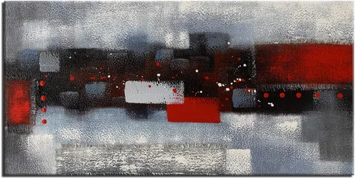 Miniatura 13 de MyArton Arte de pared de lienzo texturizado, cuadrados abstractos, pintado a mano, pintura al óleo moderna de color azul oscuro, imagen