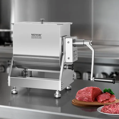 Miniatura 8 de VEVOR Mezclador manual de carne, equipo de procesamiento de carne de tanque inclinable, capacidad máxima de mezcla de carne de 15 libras, acero