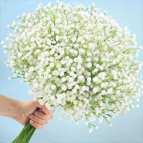 Miniatura 16 de N&T NIETING - Ramo de 10 flores artificiales de aliento de bebé, gypsophila falsa, toque real, arreglo de flores artificiales para bodas, fiestas