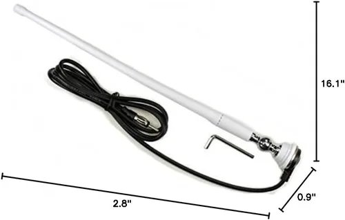 Miniatura 6 de AntennaMastsRus - Kit de antena AM-FM de goma blanca marina de 15 pulgadas para tu ATV, barco, cámper, Go Kart, autocaravana, pontón, RV, velero