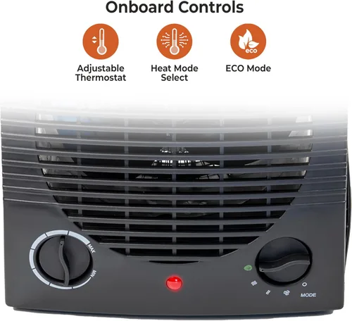 Miniatura 2 de Comfort Zone Calentador de espacio interior, portátil, forzado por ventilador, eléctrico, termostato ajustable, sensor de sobrecalentamiento, Negro