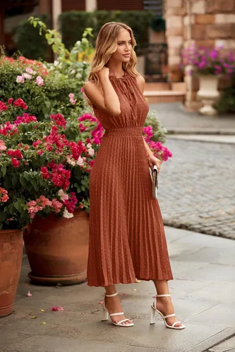 Miniatura 7 de PRETTYGARDEN Vestidos de verano para mujer, estilo casual, cuello en V, lunares suizos, volantes, sin mangas, acampanado, para la playa