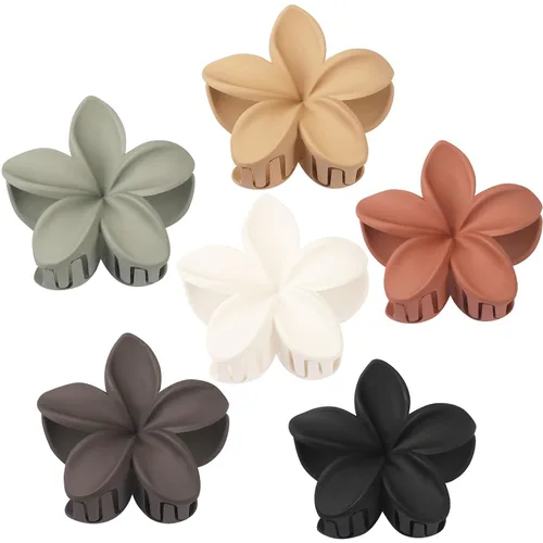 Sisiaipu - Pinza para el cabello, 6 piezas, grandes, con forma de flor, para cabello grueso y mediano, pinzas para el cabello con flores hawaianas,