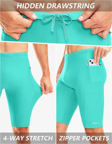 Miniatura 4 de Pudolla Men's Swim Jammers with Zipper Pockets Durable Athletic Swimsuit Shorts for Men Lap Swimming Training Competition