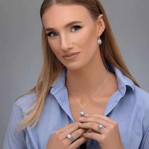 Miniatura 4 de Anillo de plata de ley 925 con una punta de circonita cúbica redonda blanca, hipoalergénico, sin níquel ni plomo, colección de diseñadores
