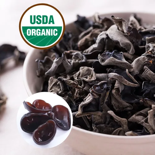 Miniatura 3 de VIGOROUS MOUNTAINS Hongo negro comestible orgánico seco hongo madera oído hongos Auricularia Auricula-judae para cocinar (4OZ)