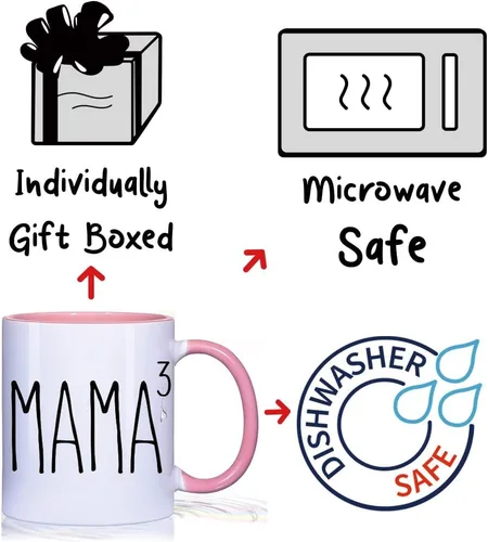 Miniatura 5 de Dnuiyses Taza divertida de madre de tres regalos para mamá, regalos para el día de la madre, regalos de anuncio de embarazo, regalos para mamá, taza