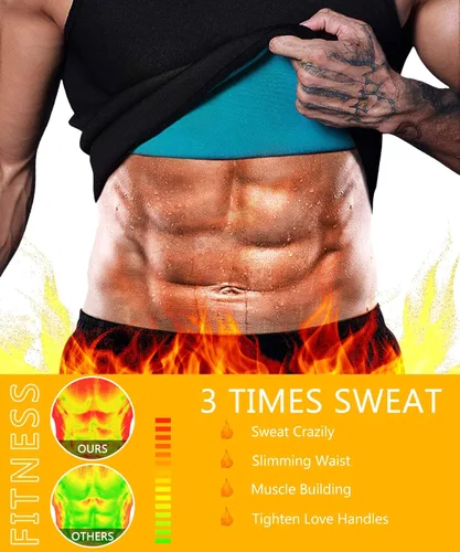 Miniatura 2 de NonEcho Entrenador de Cintura de Neopreno para Hombre Chaleco de Sauna Gimnasio Camiseta sin Mangas de Sudor Caliente Camiseta de Entrenamiento Faja