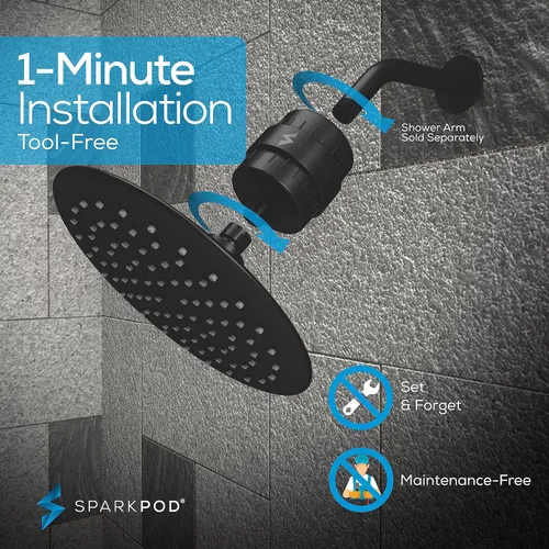 Miniatura 4 de SparkPod Juego de cabezal de ducha filtrado de lujo de 23 etapas, reduce el cloro y los metales pesados, filtro de regadera de alta presión