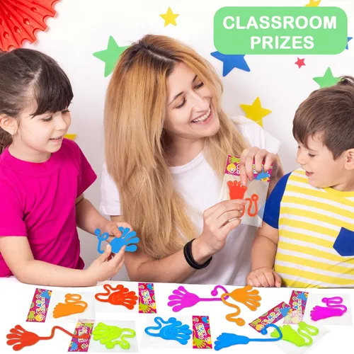 Miniatura 6 de Grandes Manos Pegajosas a Granel Suministros de Favores de Fiesta Regalos de Juguetes para Niños (100 PCS), Rellenos de Calcetín de Bolsa de Regalos