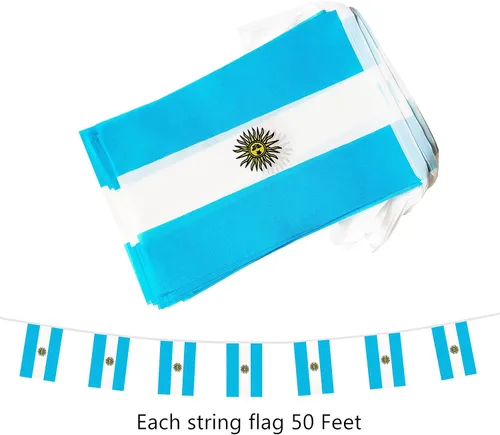 Miniatura 3 de Cadena de bandera argentina de 50 pies, 38 mini banderas argentinas pequeñas, Día de la Independencia del 4 de julio, eventos patrióticos, deportes