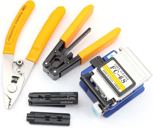 Kit de herramientas de fibra óptica FTTH con cortador 36000 FC-6S y cable de caída de fibra óptica Pelacables de fibra óptica CFS-3 acero inoxidable