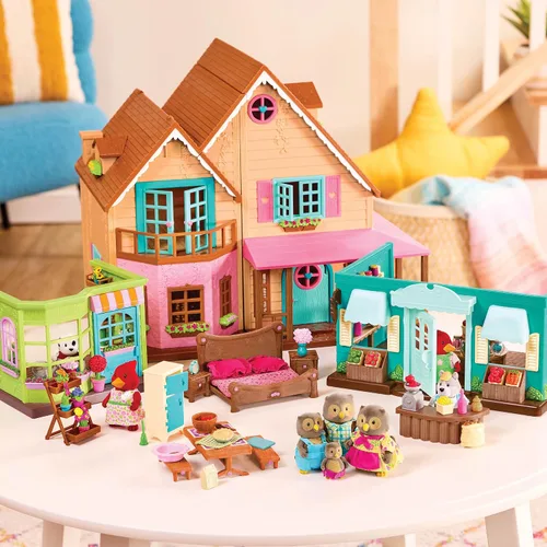 Miniatura 3 de Li'l Woodzeez Pass – the – Pasta Restaurant Playset – Juego de casa de muñecas de 41 piezas con mesa, bancos, comida y accesorios para juegos de rol