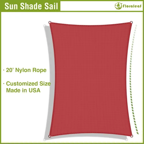 Miniatura 4 de Vela parasol solar rectangular de 10 x 10 pies, impermeable, con bloqueo UV, para patio, césped, jardín, patio trasero, Rojo Rojo (Rust Red)