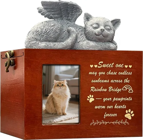 Miniatura 13 de Urna grande para perro para cenizas, caja de cremación funeraria negra con foto urna conmemorativa para mascotas con marco de fotos, caja