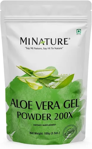 Gel en polvo de aloe vera 200x de mi Nature | Natural y puro | Aloe Barbadensis | 100 g (3.5 oz) | Altamente concentrado (200x) | Apoyo digestivo |
