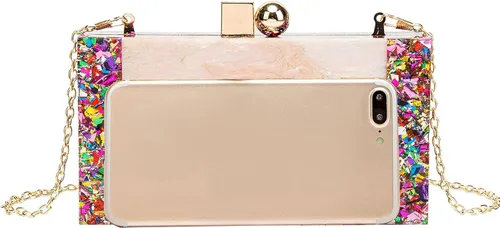 Miniatura 2 de EROGE - Bolso de mano de acrílico con diseño geométrico colorido para mujer