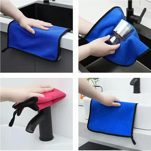 Miniatura 3 de Paquete de 10 toallas de microfibra premium de terciopelo coral para lavado y detallado de automóviles, limpieza del hogar, ultrasuaves
