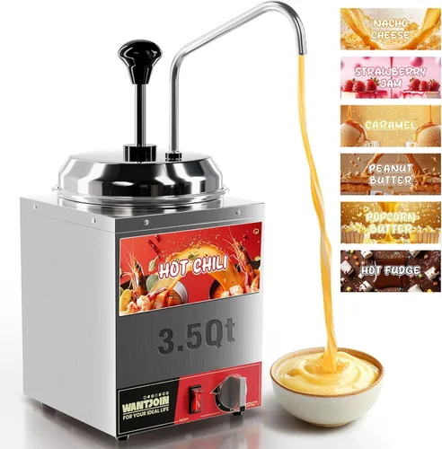 Miniatura 9 de WantJoin Dispensador de queso para nachos con bomba - 2.6 Qt de queso con bomba de acero inoxidable, control de temperatura de 86-185°F, calentador