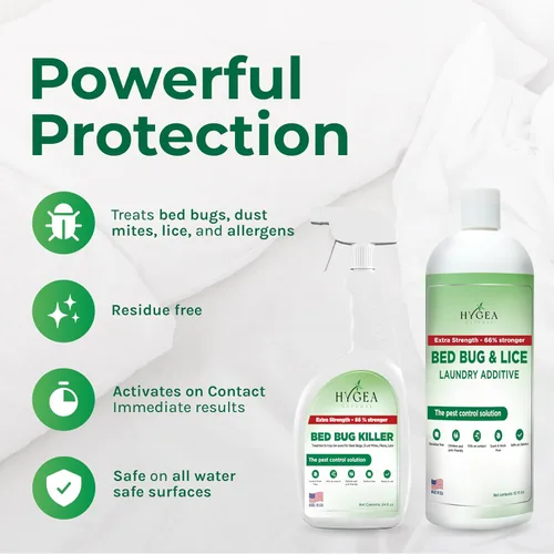Miniatura 2 de Hygea Natural Aditivo para la ropa para piojos y chinches - Tratamiento líquido respetuoso con el medio ambiente, inodoro y sin manchas, seguro