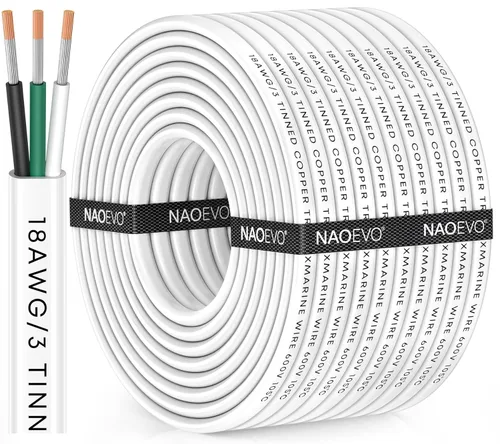 Miniatura 14 de NAOEVO Cable marino de calibre 14, cable eléctrico marino triplex 14/3, resistente al agua/aislado de PVC/cobre estañado sin oxígeno, cable de 14