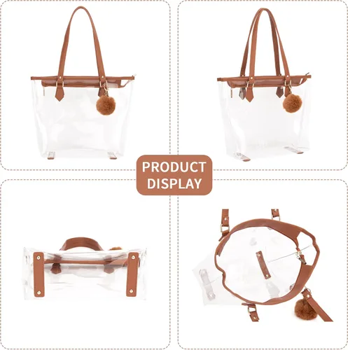 Miniatura 5 de Bolso de hombro transparente grande con colgante de felpa