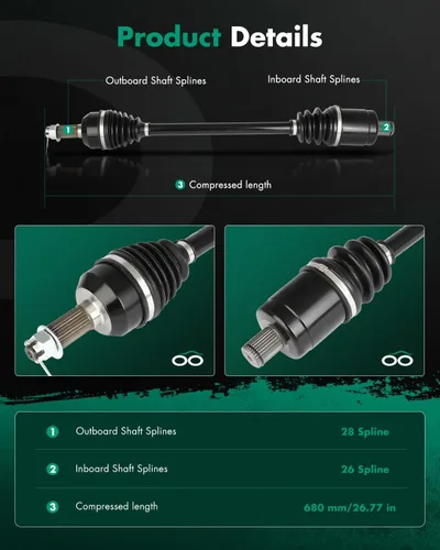 Miniatura 7 de SCITOO 1333081 1333947 Eje de transmisión CV Trasero Izquierdo Derecho Compatible con Polaris General 1000 2016-2020, Polaris General 4 1000