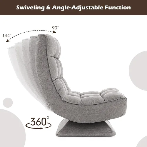 Miniatura 4 de Giantex Silla giratoria ajustable para el suelo, silla de videojuegos de 5 posiciones con base giratoria, marco de acero, almohada lumbar de masaje