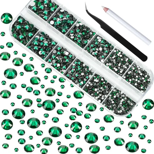 Miniatura 18 de 2400 diamantes de imitación para arte de uñas, gemas de diamantes de imitación rojos con parte trasera plana, cristal redondo, siam, 6 tamaños