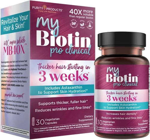 Miniatura 9 de Purity Products MyBiotin ProClinical – Cabello más grueso a partir de 3 semanas y combate las arrugas – Matriz de biotina y vitamina B7 patentada