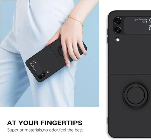 Miniatura 6 de GaoBao Funda protectora para Samsung Galaxy Z Flip 3 5G, Galaxy Z Flip 3 5G de 6.7 pulgadas, silicona líquida de gel suave, a prueba de golpes, Negro