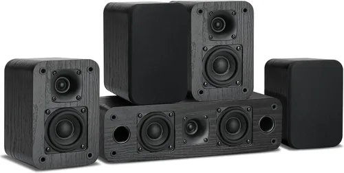 Saiyin Sistema de Sonido Envolvente de Canal 5.0 para Cine en Casa | 160 Vatios de Potencia Máxima | Altavoces Pasivos con Grano de Madera Clásica