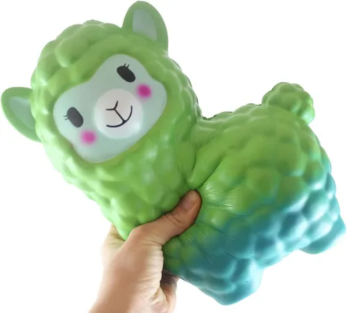 Curious Minds Busy Bags 1 juguete gigante de espuma para mascotas de alpaca colorida al azar de elevación lenta, sensorial, estrés, juguete