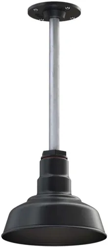 Miniatura 48 de Steel Lighting Co. Inglewood - Lámpara de granero Lámpara montada en el techo Cúpula redonda de 8 pulgadas vástago inclinado de 12 pulgadas