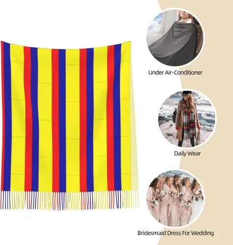 Miniatura 7 de Poncho de frente abierto con borla y estampado de bandera colombiana para mujer, Multicolor