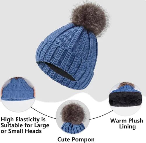 Miniatura 3 de Conjunto de guantes de invierno para mujer, gorro de forro polar, bufanda para pantalla táctil, guante 3 en 1