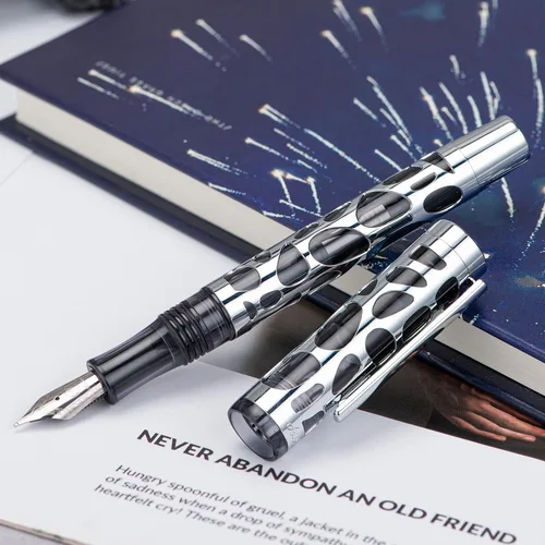 Miniatura 5 de Asvine M169 Pluma estilográfica de punta media, cuentagotas y convertidor de llenado, acrílico negro transparente