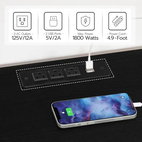Miniatura 5 de HOOBRO Soporte de TV LED para televisores de 65 pulgadas con estación de carga, centro de entretenimiento para juegos con almacenamiento abierto